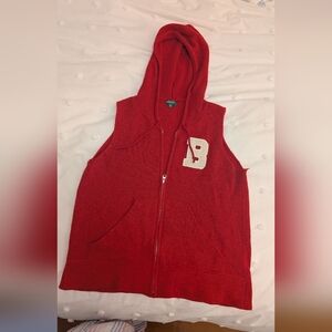 Benetton VINTAGE Red Hooded Vest with Letter Patch
